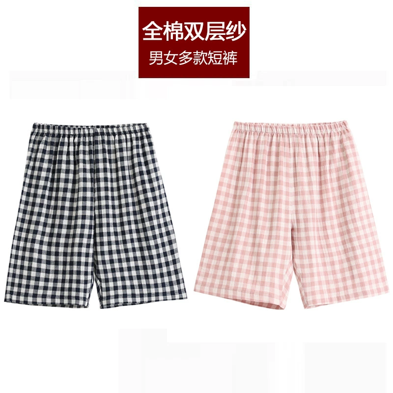 Японские хорошие пижамы без принта, женские летние шорты, тонкий хлопок, клетчатые домашние повседневные брюки