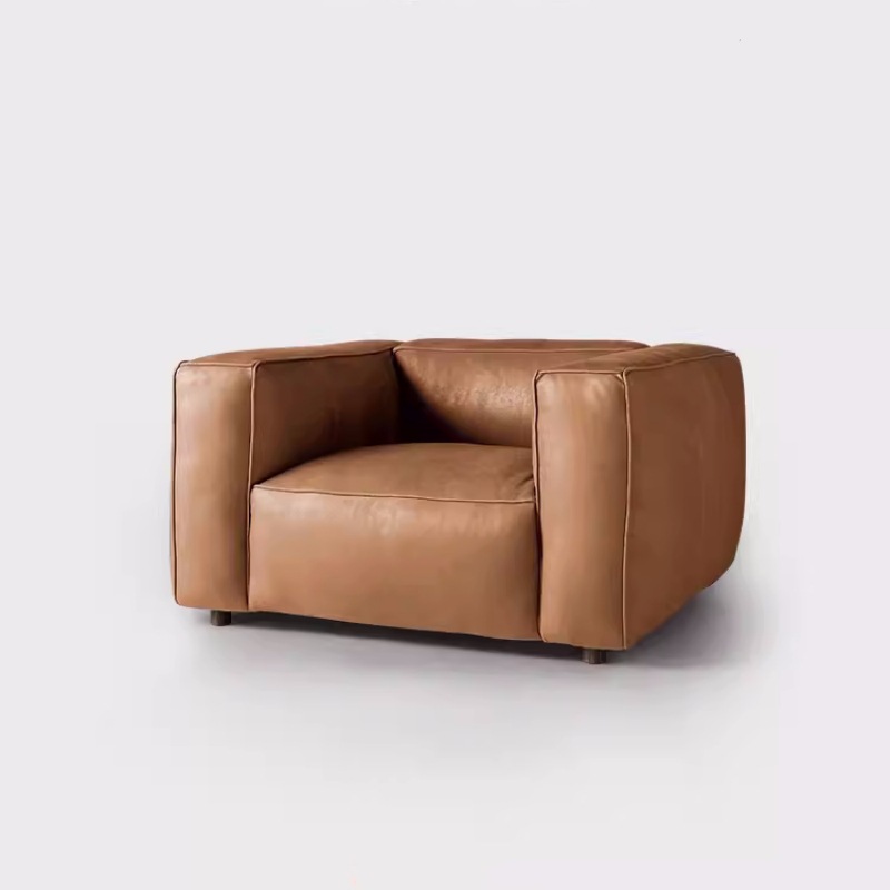 Viento tranquilo nórdico crema ligera lujo retro marrón línea directa sala de estar moderna simple tecnología francesa sofá de tela
