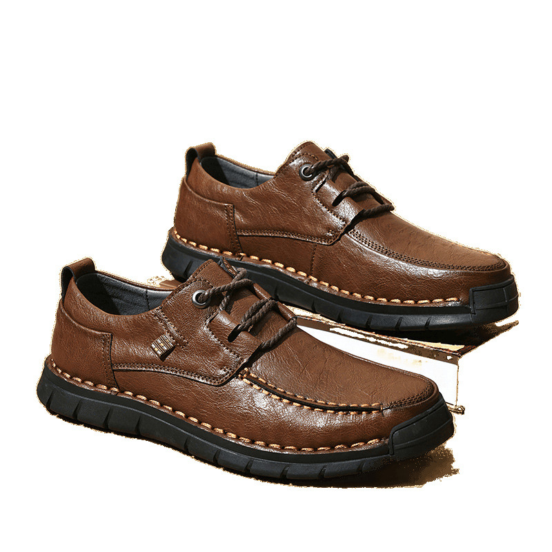 Zapatos de cuero transfronterizos para hombres otoño y invierno nuevos zapatos casuales de un pie para hombres con suela suave antideslizante de mediana edad zapatos de hombre de tamaño grande zapatos de papá