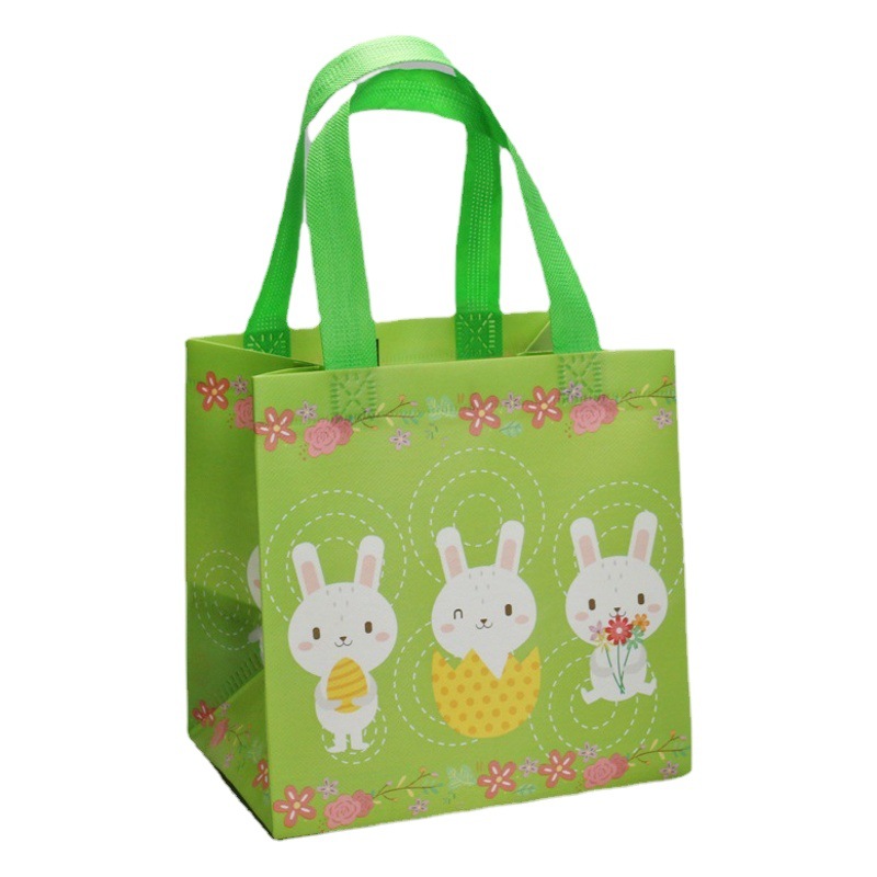 Transfronterizo Amazon recubierto no tejido bolsa de compras ambiental colorido huevo conejo Pascua regalo bolso al por mayor