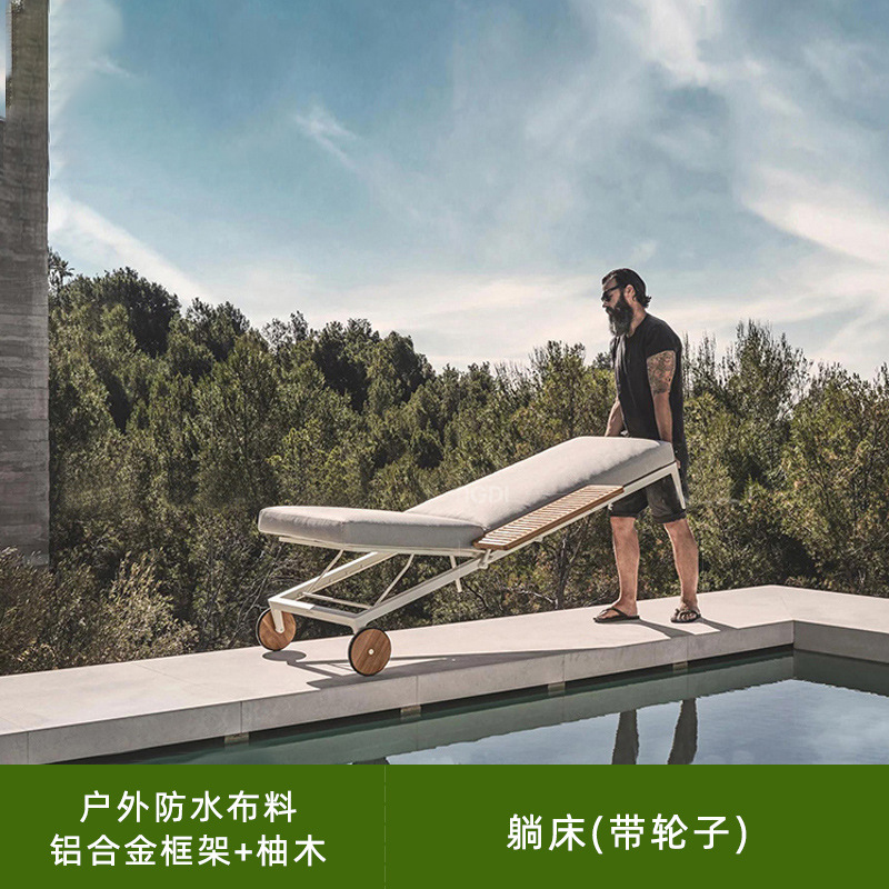 Nórdico ratán sofá muebles patio jardín Villa balcón al aire libre Hotel ocio al aire libre teca sofá combinación