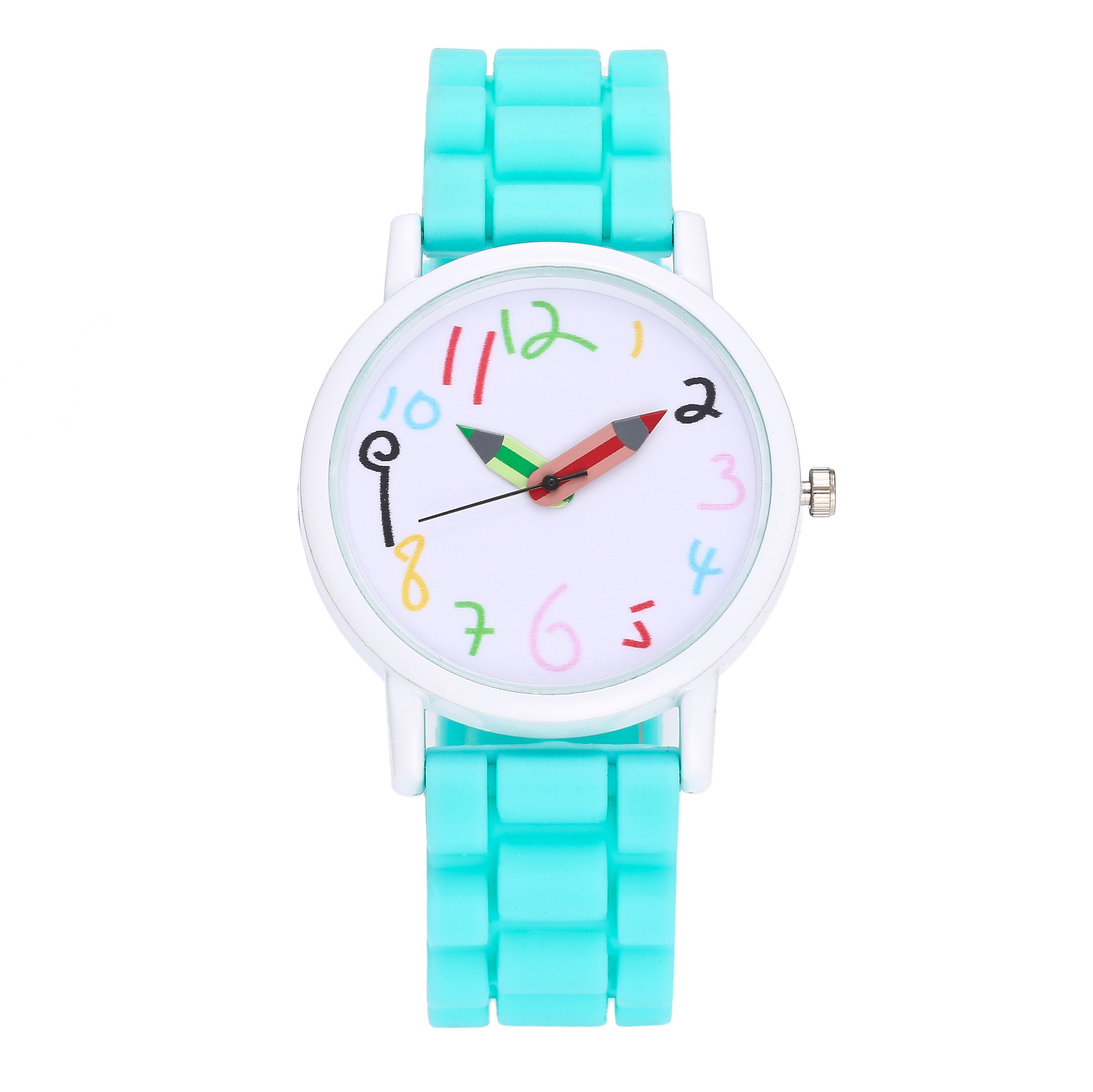 Orologio al quarzo con cinturino in silicone color gelatina da donna con matita digitale Cartoon_voghion.com