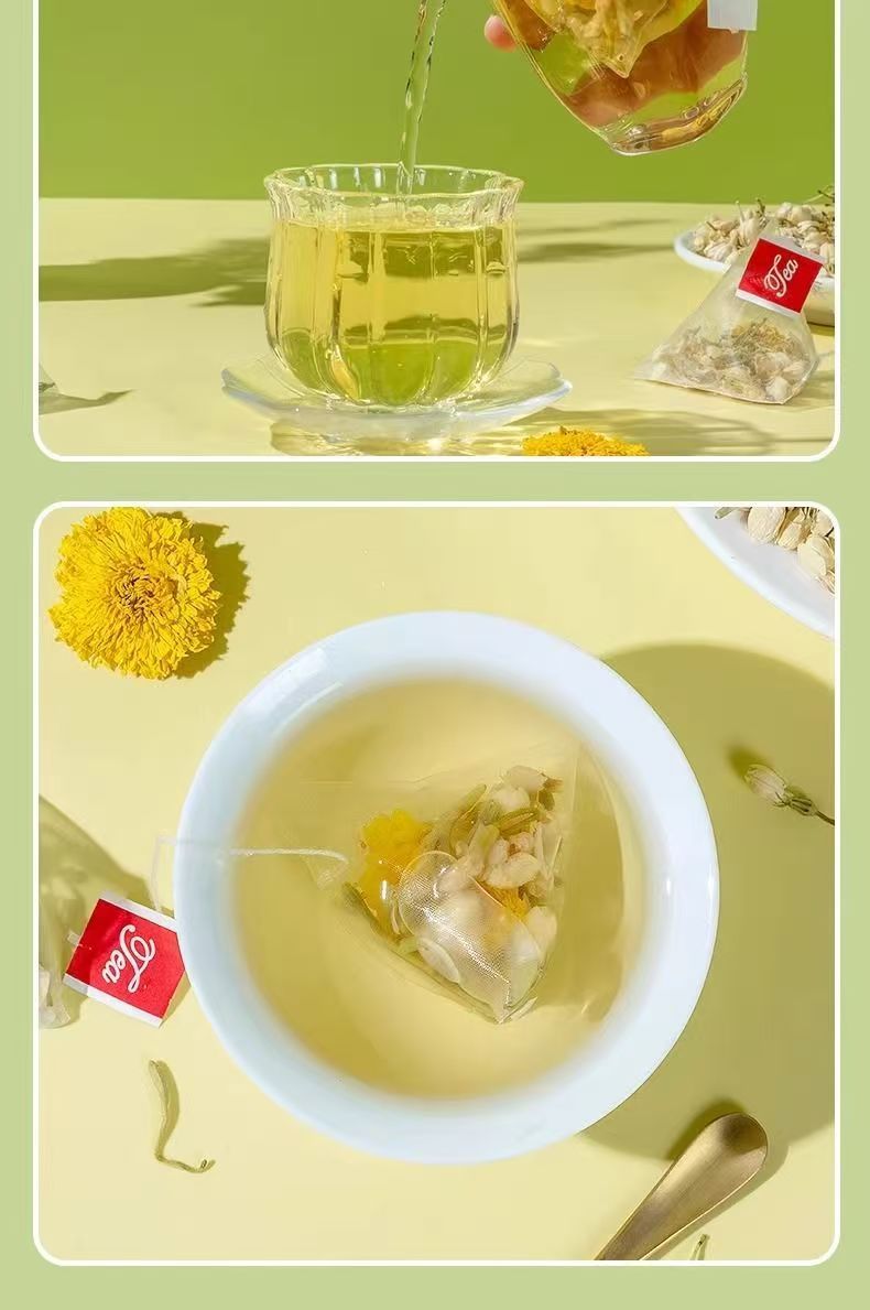 Three Flower Tea Jin Yin Hua Ju Hua Mo Li Hua Blend 75g 50 Teabags Cooling Daily Herbal Tea preparation