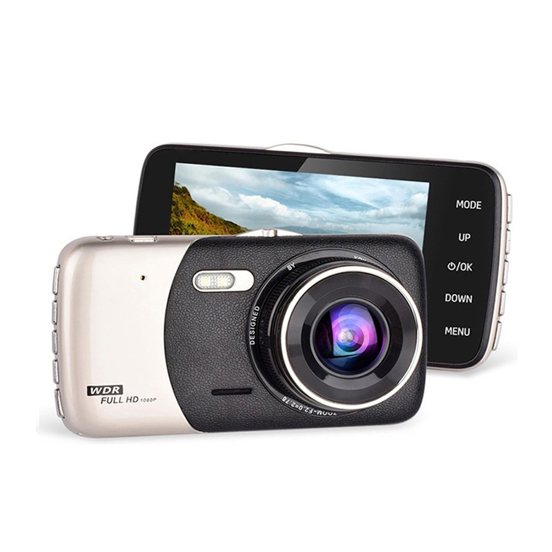 新型4インチドライブレコーダhd夜視1080p前後のダブルレンズ車載バック映像クロスボーダー