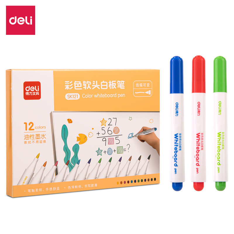 Deli SK121 color whiteboard pen 12 color oily can be rubbed for…