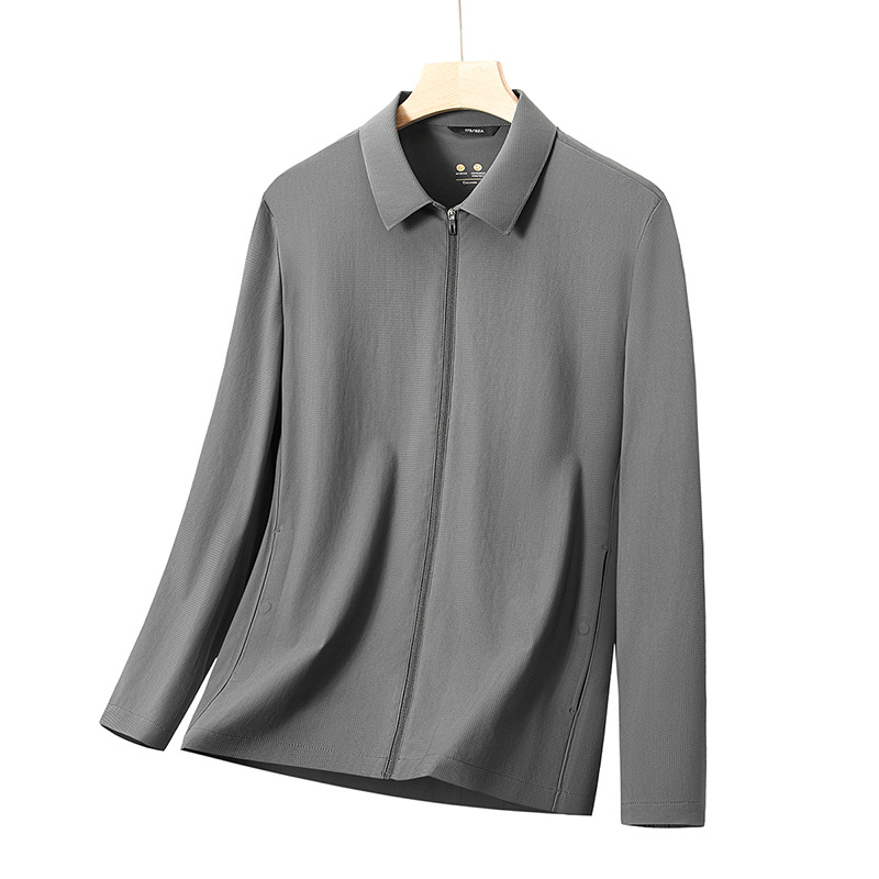 Summer cross-border wholesale thin sun protection anti-wrinkle jacket for men, high-end thin business casual ice silk lapel