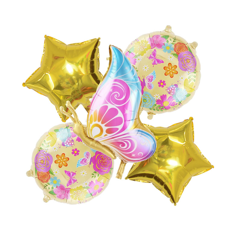 Birthday Pentagram Flower Butterfly Aluminum Film Birthday Balloons 1 Set display picture 4