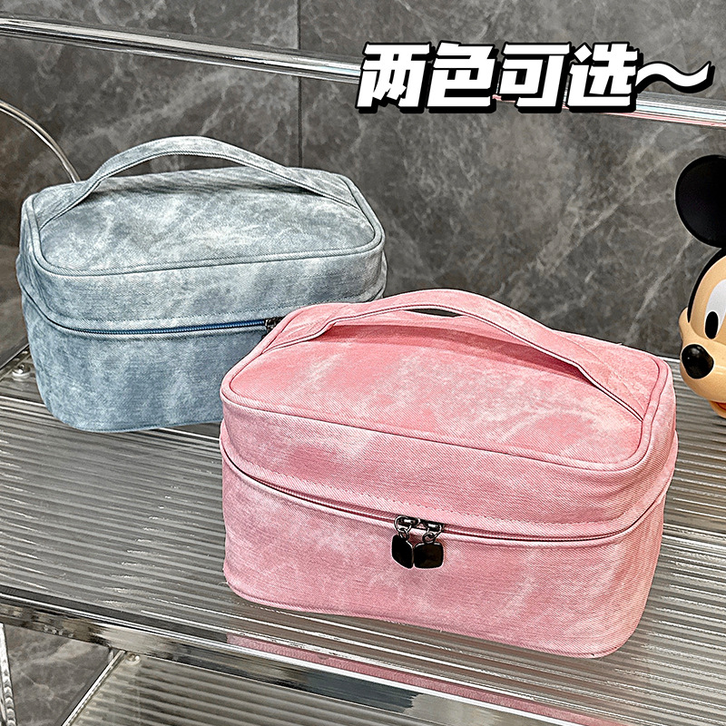 Nueva bolsa de maquillaje denim de alto rendimiento viaje multifuncional bolsa de lavado portátil de gran capacidad bolsa de almacenamiento de maquillaje