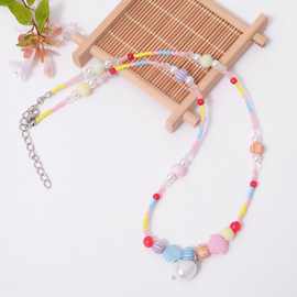 欧美新款波西米亚度假风小米珠个性混搭彩色珍珠珠串项链