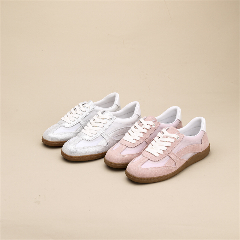 Women's 2026 New Style German Training Shoes, Flat Sneakers, White Casual Sports Shoes, Color-Blocking Mesh Breathable Running Shoes Women's 2026 New Style German Training Shoes, Flat Sneakers, White Casual Sports Shoes, Color-Blocking Mesh Breathable Running Shoes