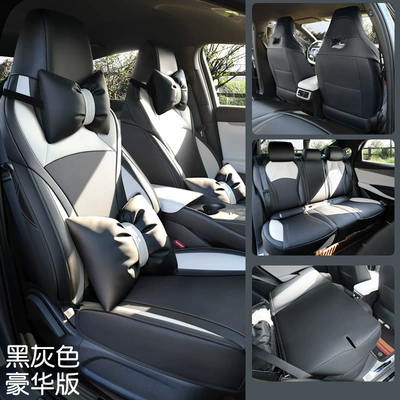 Car Cushion Leather Cushion, Modelə uyğun (Original) oturacaq örtükləri - black-and-gray-luxury-version-seal-06-dmi
