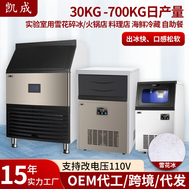 Manufacturer Wholesale Fully Automatic Snowflake Granule Ice Crusher Seafood Market Ktv All-In-One Commercial Snowflake Ice Machine