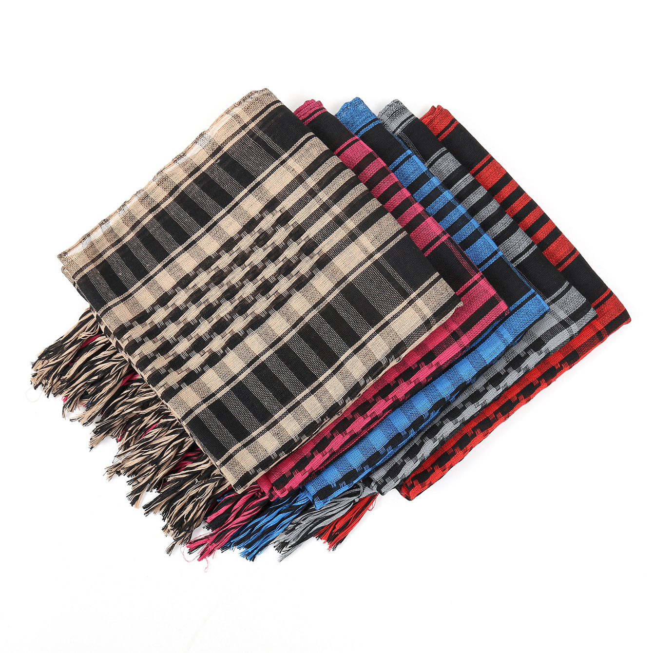Polyester Material Unisex Classic Style Lattice Polyester Scarf Kerchief