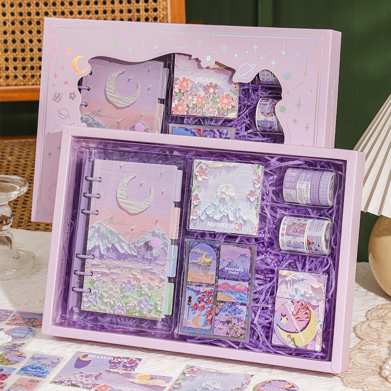 High Yan Value Hand Account Gift Box suit Cute Girl Heart Notebook Hand Account Book Material suit Gift for Girls