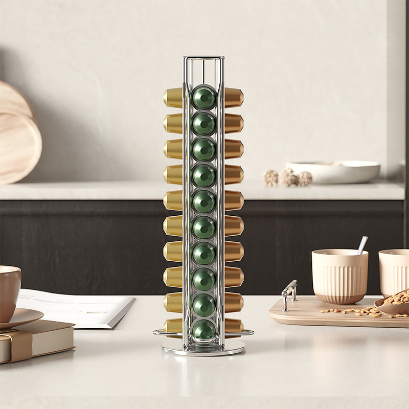 Aishijia Nespresso Coffee Capsule Holder Electroplated Nespresso Capsule Rack Iron Art Rotating Display Stand