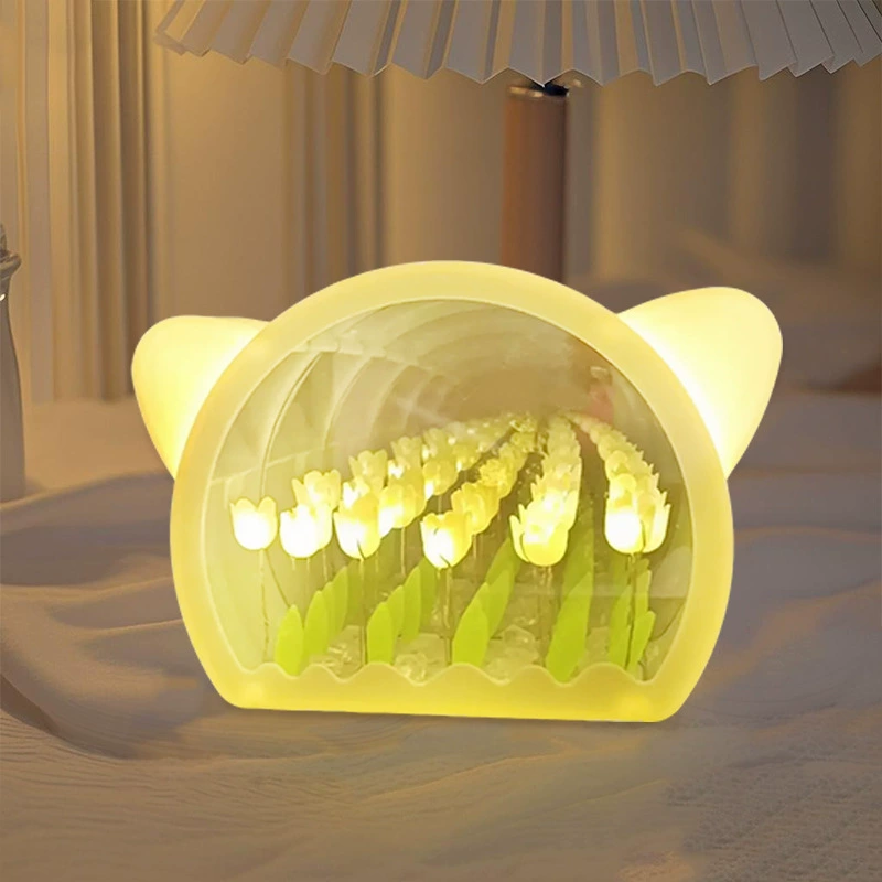 Ночник DIY «Рубик» 10×10 см с цветочным букетом LED (батарея/USB), подарочный набор