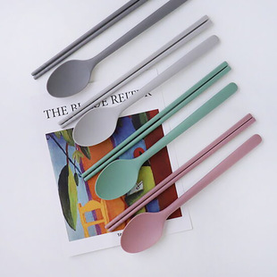 Spot silicone tableware spoon chopsticks non-slip high temperature resistant color silicone tableware portable spoon chopsticks