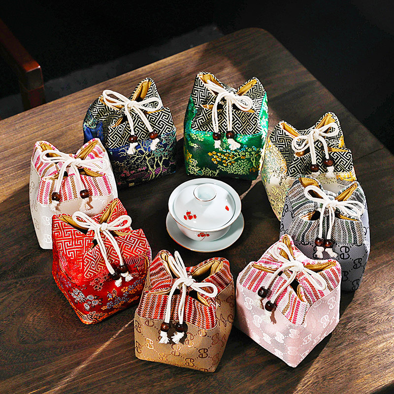 One Pot Two Cups Portable Travel Tea Set Storage Bag Tea Cup Master Cup Gift Universal Atmospheric Storage Bag with logo