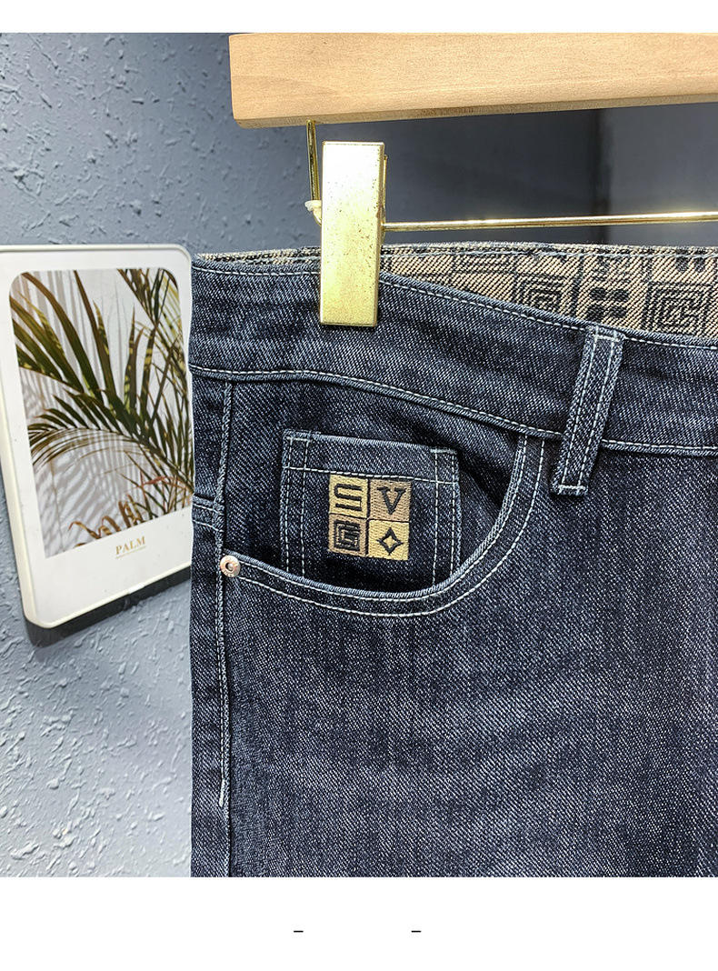 Men's Blue Straight Leg Jeans Comfortable Minimalist Fashion_voghion.com