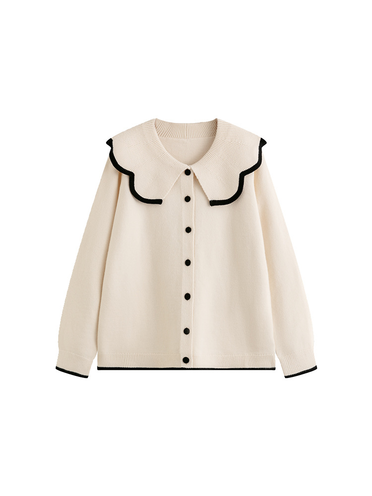 Plus-size women's dress with a youthful doll-neck top and a feminine chanel-style sweater for the autumn of 2025, a chubby girl's knitted sweater 23268