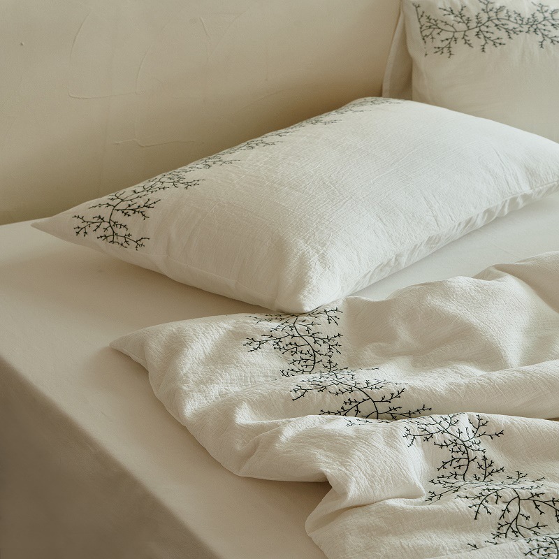 Floral Jacquard bordado de estilo francés, ropa de cama de algodón, cuatro estaciones disponibles, sábanas blancas