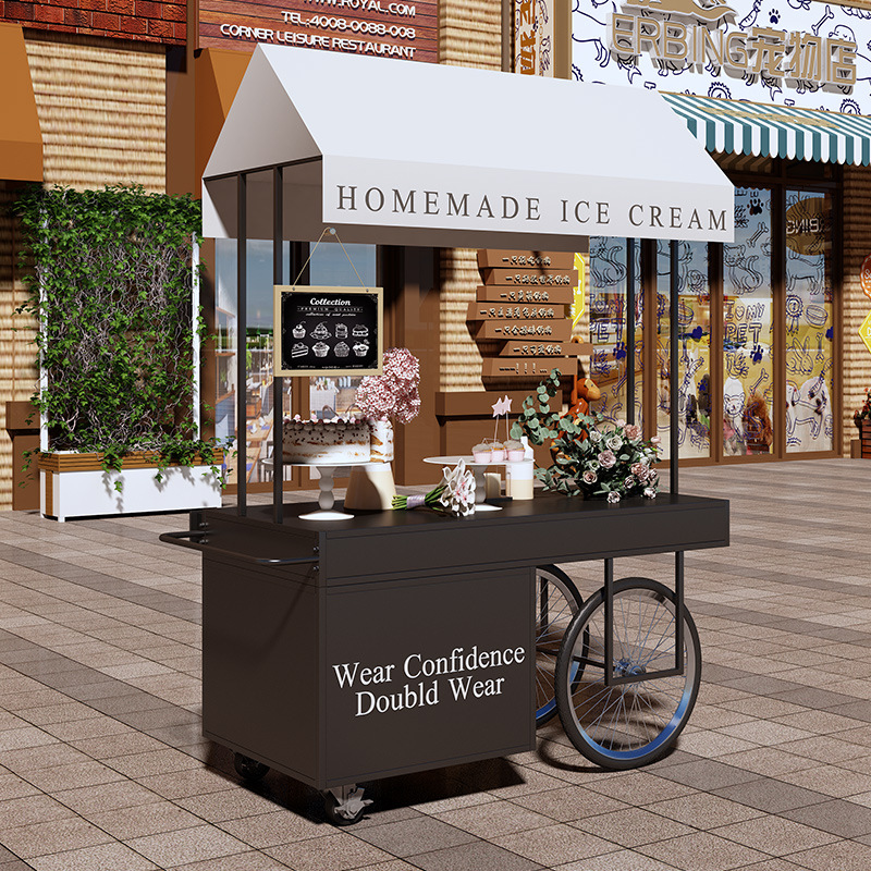 Cafetería y bebidas carro de comedor móvil stand de venta de automóviles al aire libre Nórdico Plaza carro carro carro carro mercado nocturno carro carro escénico de hierro forjado