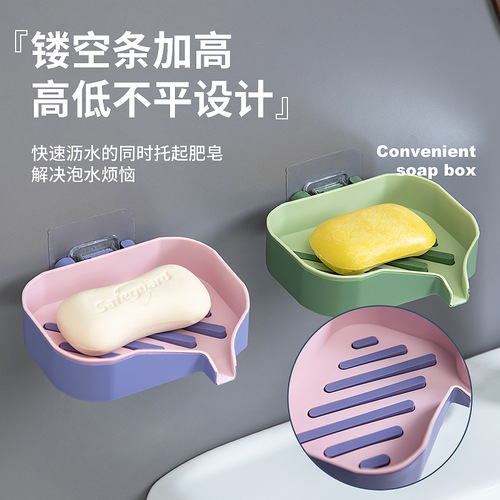 Double-layer soap dish, punch-free, wall-mounted, water-free and drainable, household bathroom soap, nail-free suction cup soap holder
