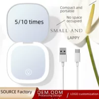 Ручное складное светодиодное зеркало для макияжа, USB rechargeable, увеличения 5x/10x, портативный подарок