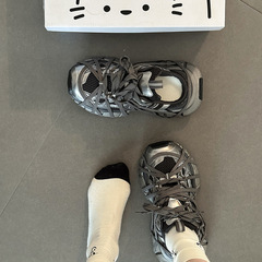 复古百搭绑带做旧脏脏老爹鞋秋冬季时尚网面女生运动德训鞋休闲鞋