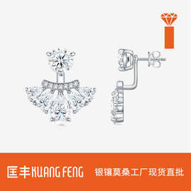 欧美跨境扇形ins风S925纯银耳饰简约气质百搭精致一式两戴耳钉女