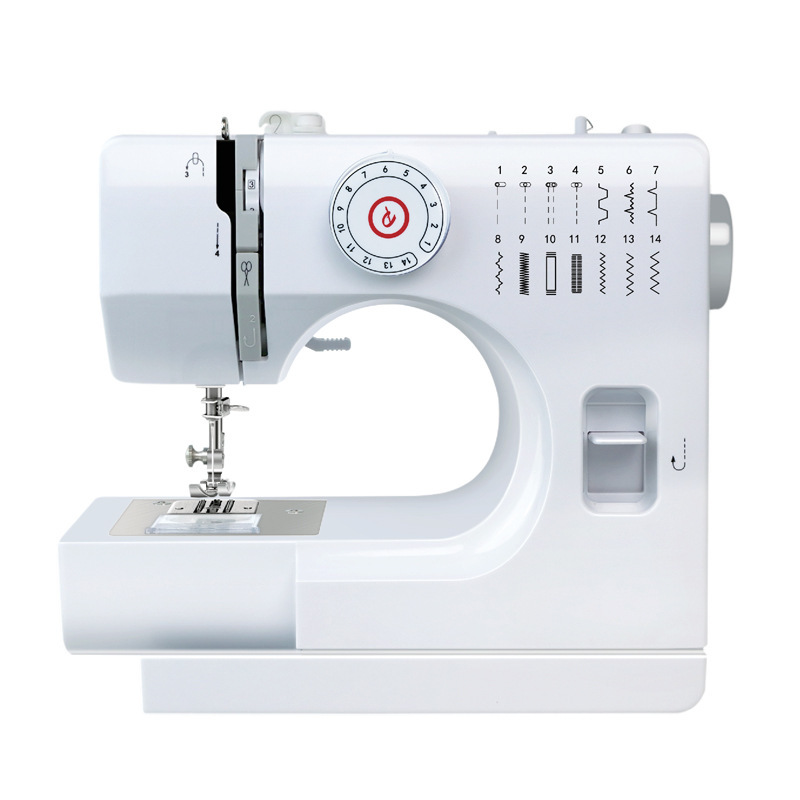 跨境热销728双针多功能缝纫机14线迹台式电动家用迷你便推携式