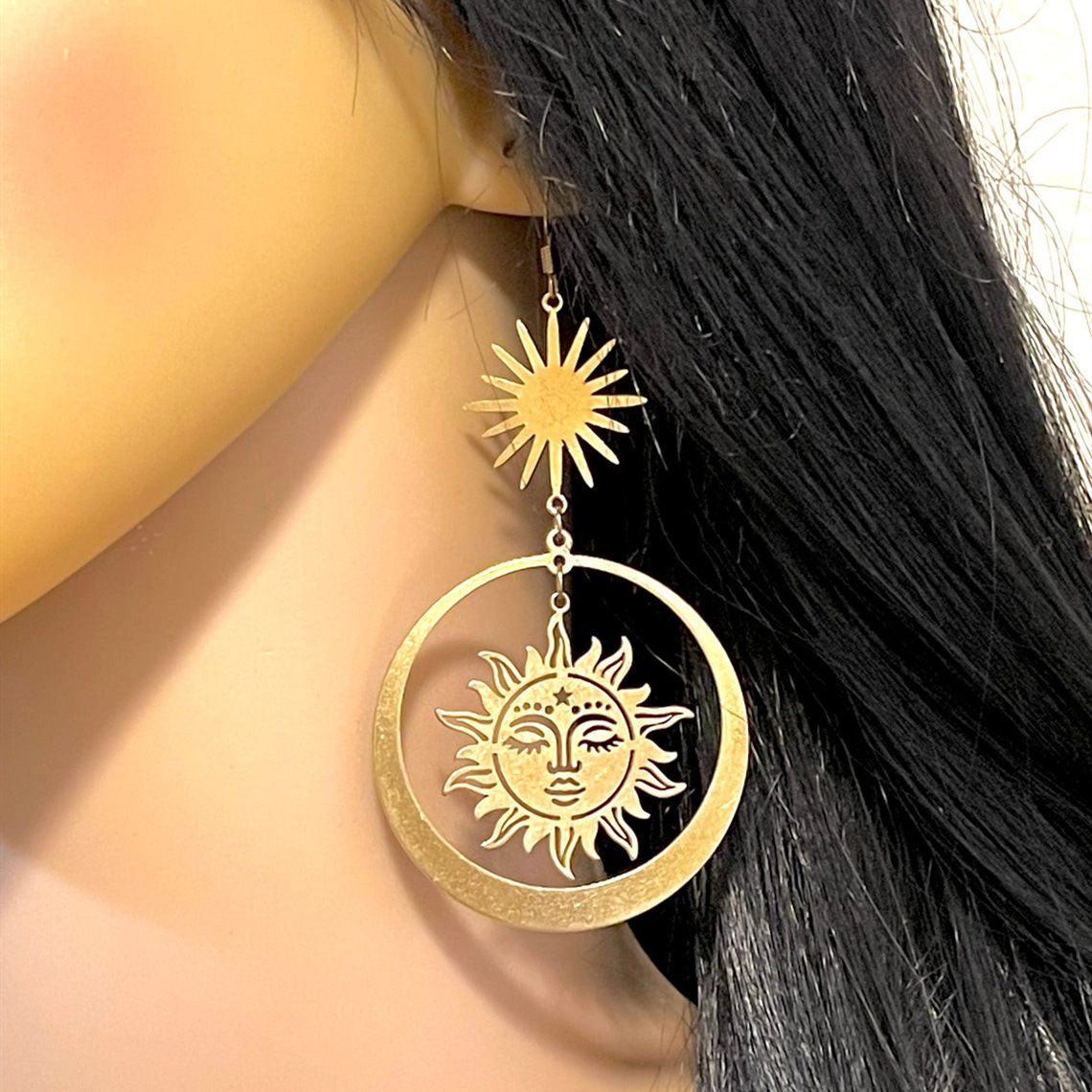 Fashion Sun Metal Women's Drop Earrings 1 Pair display picture 3