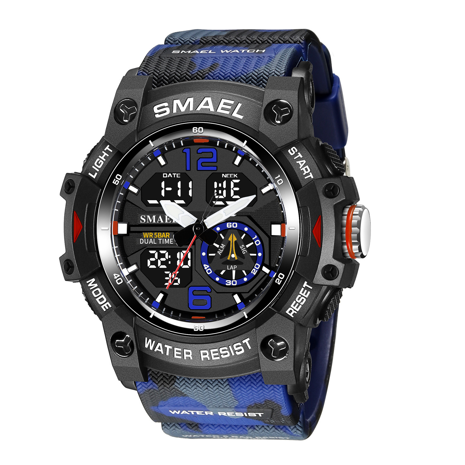 Smael Smar 8007 camuflaje serie reloj electrónico hombres deportes al aire libre impermeable multifuncional reloj electrónico