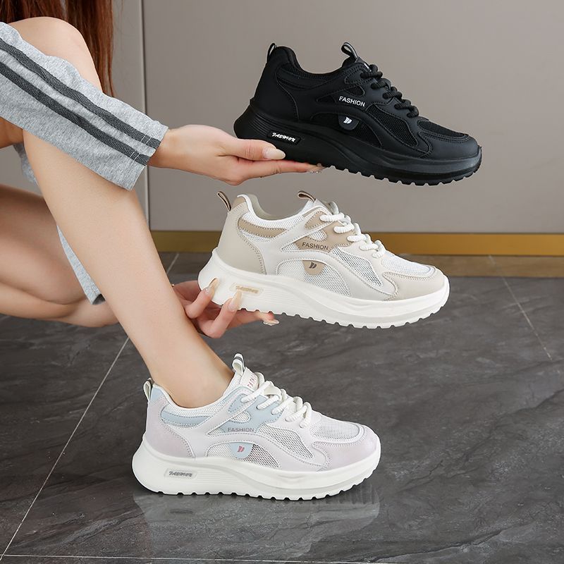 Zapatillas de mujer 2025 nuevo verano ligero, suela suave, pies no cansados, zapatos Forrest Gump, suela gruesa, zapatos de papá, viajes, todo fósforo