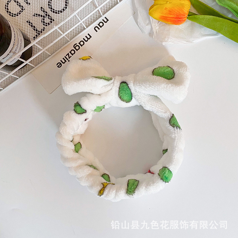 Diadema con lazo impreso creativo europeo y americano, diadema de felpa, tocador para mujer, tocado de maquillaje, diadema de franela, accesorios para el cabello