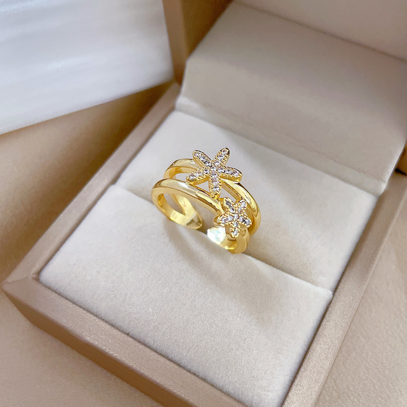 Offener Seesternring Für Damen Im Modischen Luxus-stil Silber_voghion.com