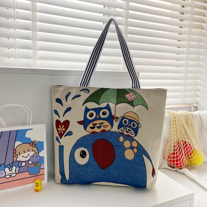 漫画刺繍ファッションシングル肩女性バッグ新馬泰托特バッグ新学生シングル肩手提げキャンバスバッグ大容量|undefined