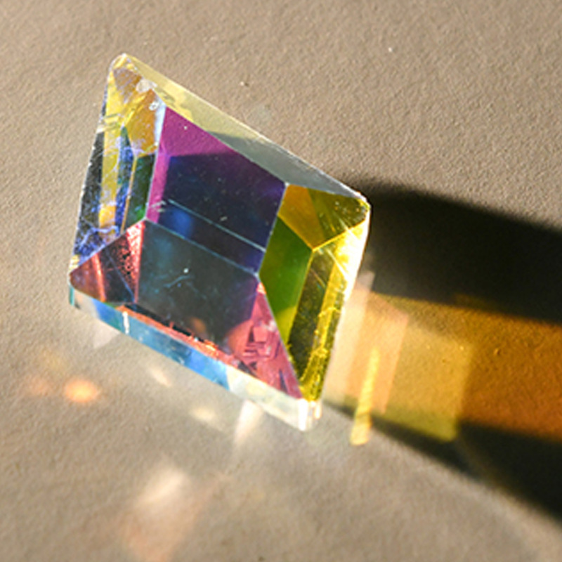 Prisma de color, receptor de sol, cubo de luz, receptor de sol, espejo de prisma, adornos de vidrio, descompresión, regalo creativo