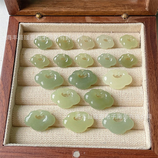 Wholesale Natural Qinghai Material Hetian Jade Peace and Good Fortune Lock Small Accessory Pendant Braided Rope Bead Pendant Accessory