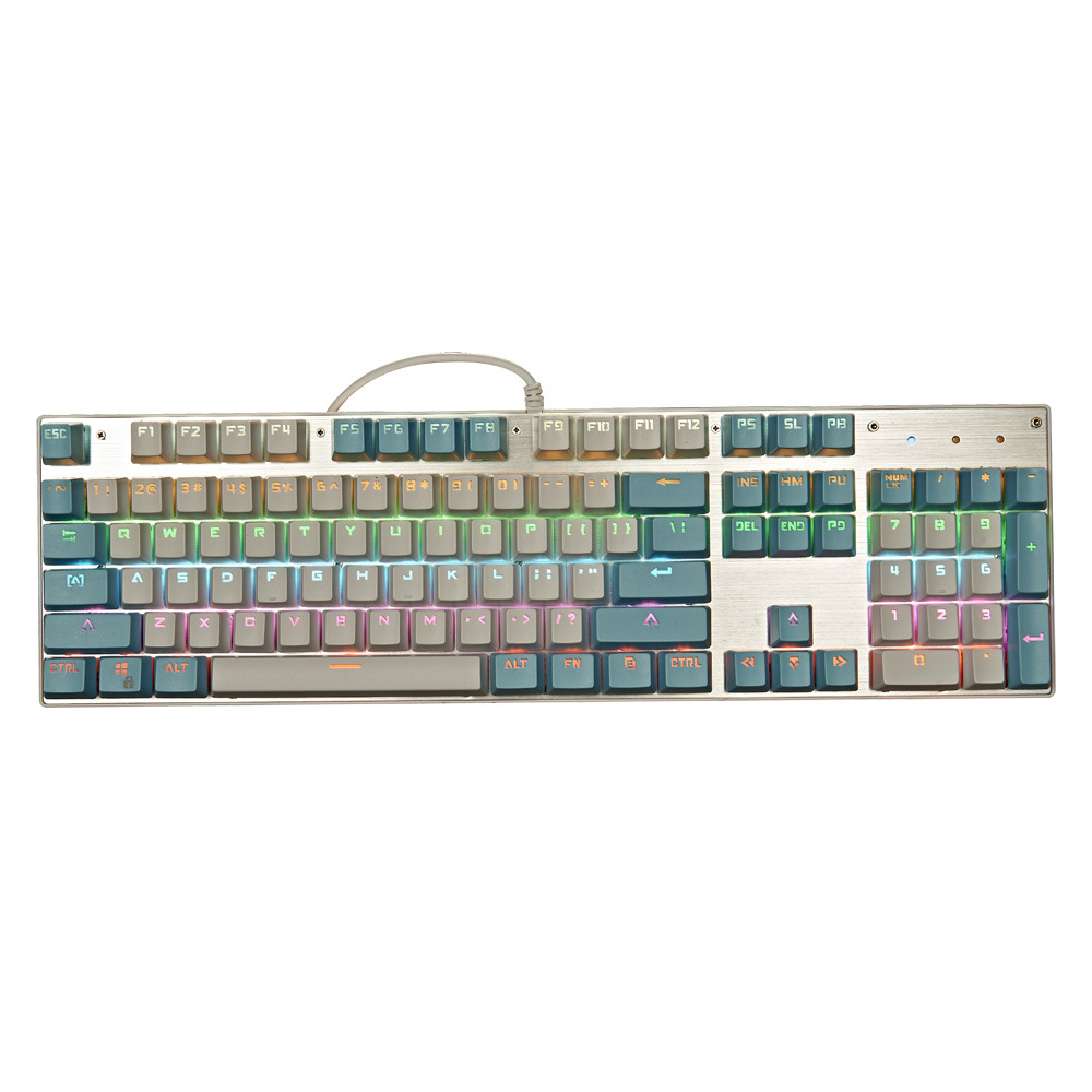 Steampunk mechanical keyboard, green axis esports game, wired computer, office desktop, cute round keys for girls_voghion.com