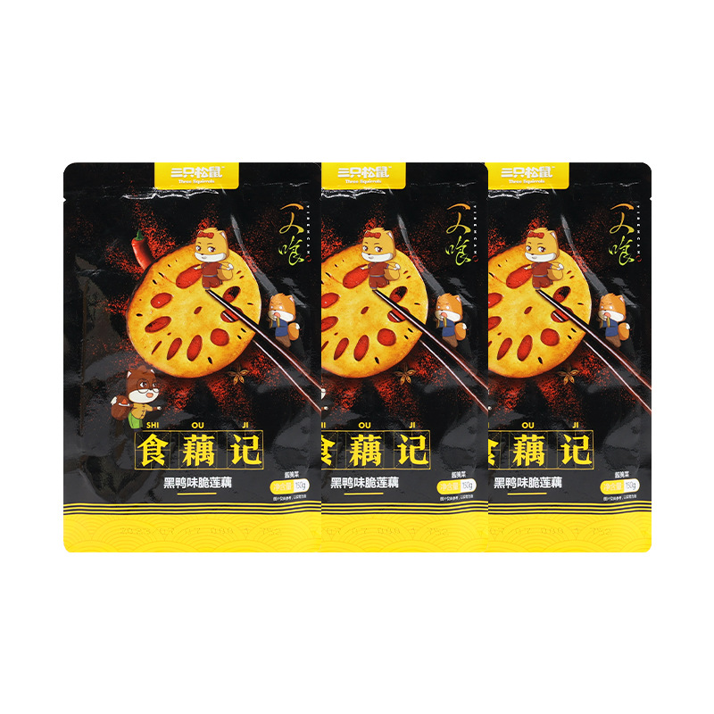 三只松鼠黑鸭味脆藕150g袋装新鲜香辣洞庭藕片卤味零食包邮