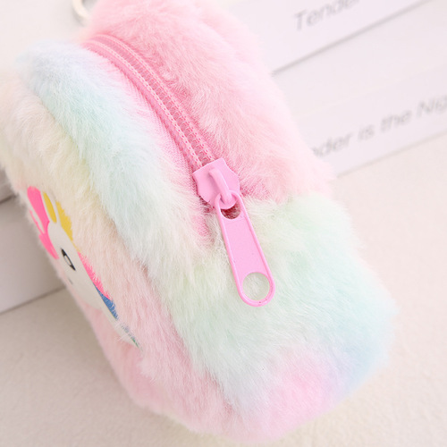 Korean version ins unicorn plush coin purse student portable earphone coin bag multi-functional storage key bag
