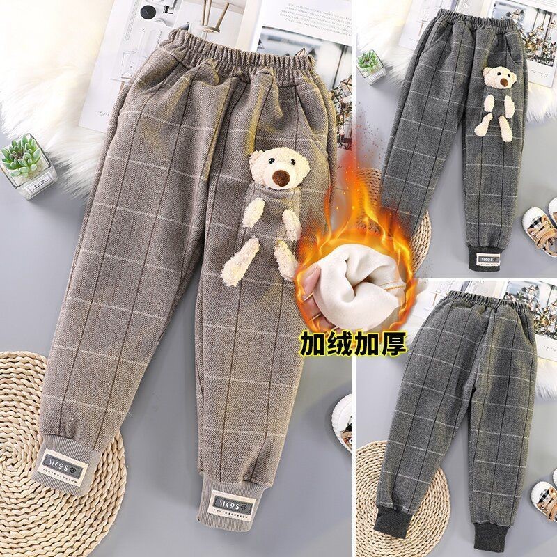1060# Stylish fleece-lined girls' trousers, perfect for toddlers and preschoolers, perfect for winter wear.