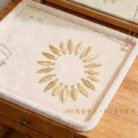 14K包金铜镀真金保色小树叶挂饰叶片小吊坠diy手工耳饰首饰品配件