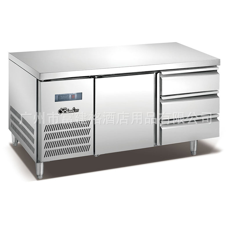 一门三抽屉工作台直冷不锈钢饭店厨房冰柜橱柜201304饭店厨房