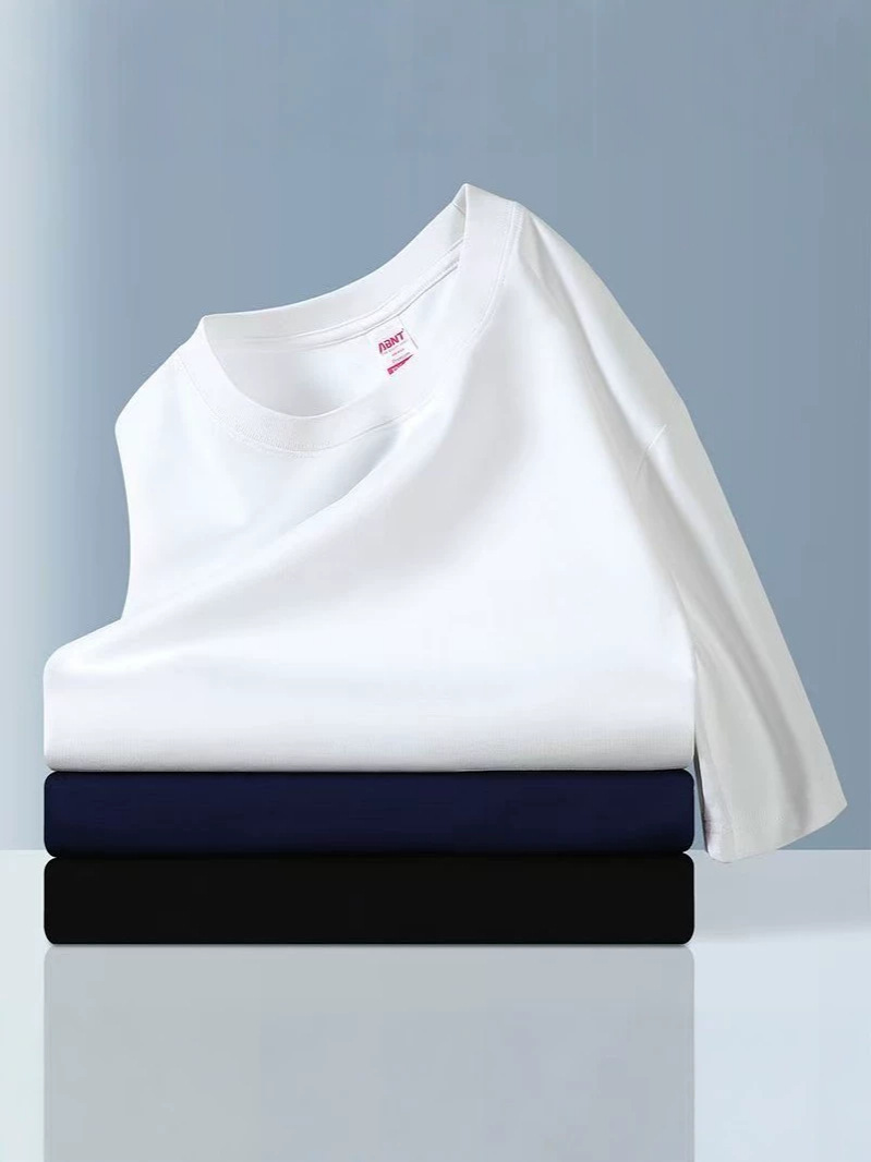 220g 20-Pack Xinjiang Long-Staple Cotton Ice-Feel White T-Shirt Trendy American-Style Short-Sleeve T-Shirt Abnt (No Individual Packaging)