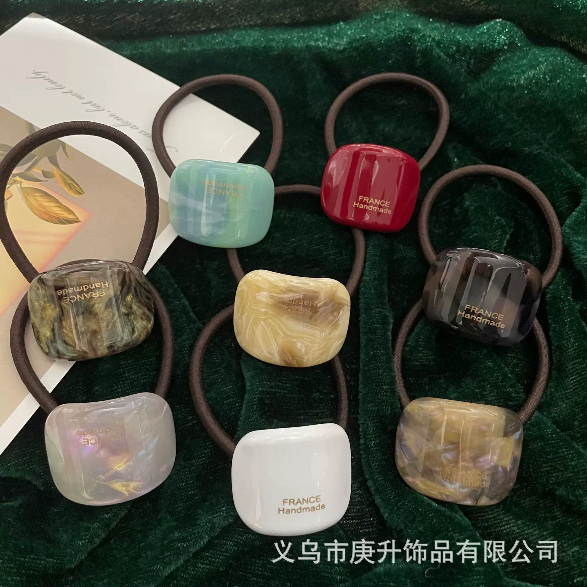 韩国高级感金标醋酸发圈复古通勤百搭头绳气质马尾低丸子头发绳女