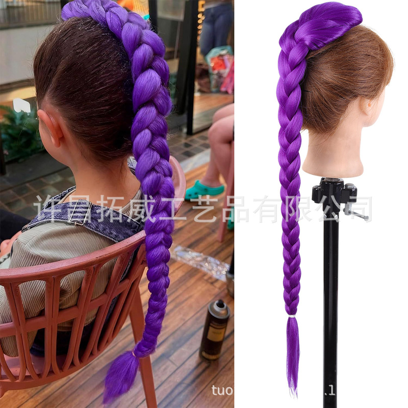 Cos Wig Skpop Demon Hunter Girls Group Rumi Purple Wig Mira Zoe Cosplay Big Braided Hair Cos Wig Skpop Demon Hunter Girls Group Rumi Purple Wig Mira Zoe Cosplay Big Braided Hair