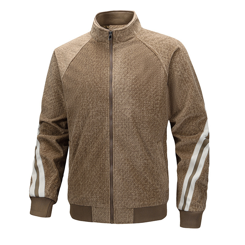 Men's foreign trade spring and autumn suede jacket, niche, lightweight, retro, Japanese-style striped cardigan, trendy outerwear, men's sportswear
