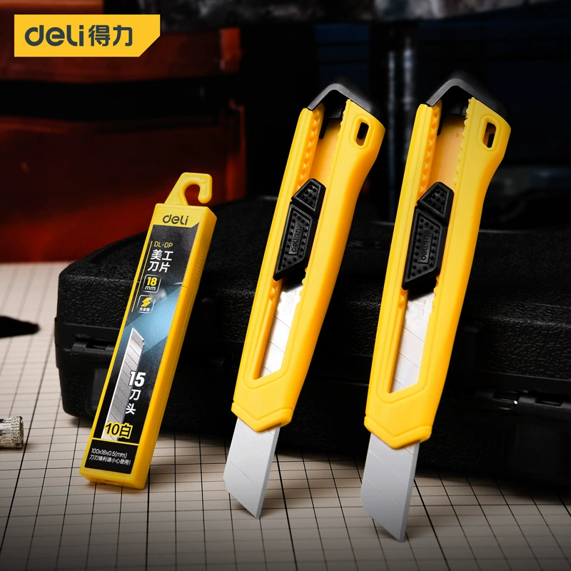 Набор из 3 предметов Deli, большой универсальный нож, пластиковый корпус, нож для обоев, нож для ковров, 18 мм, 2 ножа + лезвия DL018B-3